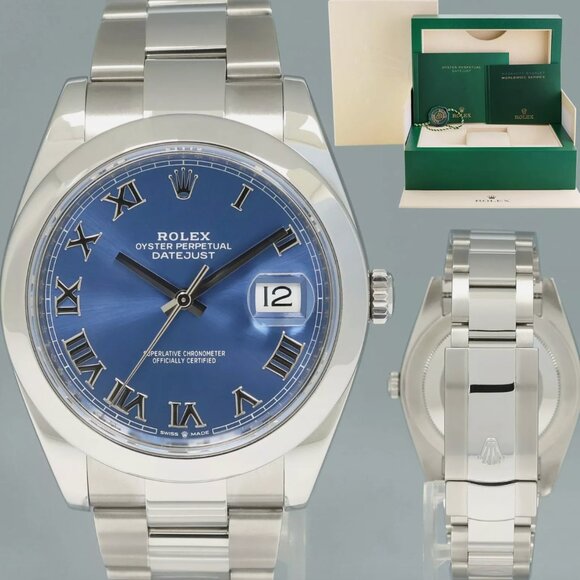 New 2023 Men's Blue Datejust 41mm Watch With Box